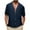 Navy, variant on MIUOWANP Men's Short Sleeve Shirts Button Down Solid Color Cotton And Linen Loose Breathable T-Shirt Size M(6)Black
