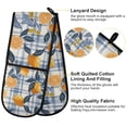 thumbnail image 4 of Dailycode Double Sided Oven Mitt with Loop Heat Resistant Kitchen Long Potholders 7" x 35" Lemons and Orange on Gingham Check, 4 of 6