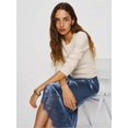 thumbnail image 6 of Blue Satin Lace-Trimmed Midi Pencil Skirt High Waist Slim Fit, 6 of 8