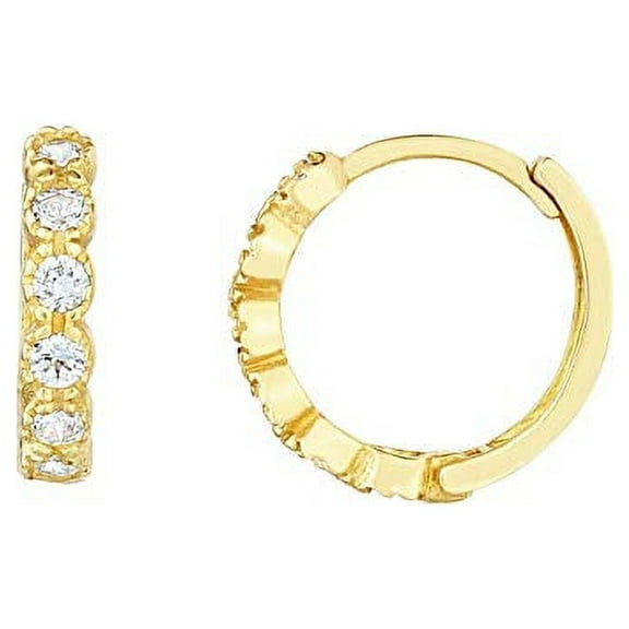 JewelStop 14k Yellow Gold 11x11.5mm Polished Huggie Snuggable Earrings with Snap Clasp