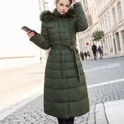 EGNMCR Womens Long Puffer Coat, Long Sleeve Padded Winter Down Coats, Hooded Parka Jacket Women's Fall And Winter Long Sleeved Warm Cotton Jacket Bread Women Coat