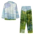 thumbnail image 4 of Renewold Van Gogh Green Wheat Fields Button Pajamas for Women Size M Cozy Up Long-Sleeve Athletic Outfits Thermal Top & Pants Lightweight Loungewear Sleep Set of 2, 4 of 6