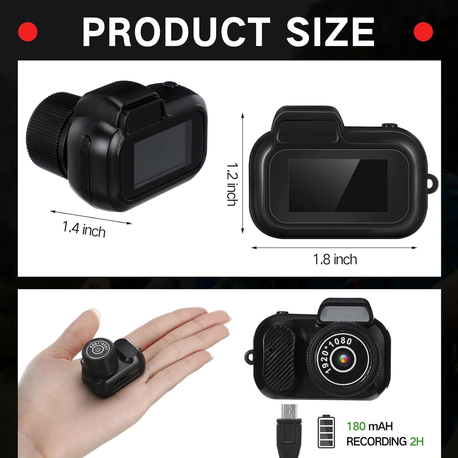 Mini Keychain Camera 1080p Mini Photo Video Camera Retro Portable Micro Video Camcorder with 100 Mins Long Battery Life for Travel Study Recording