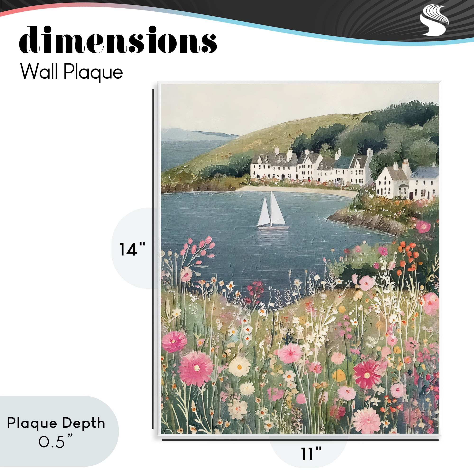 Stupell Industries Clifftop Meadow & Sailboat Wall Plaque Art, design by Riley B