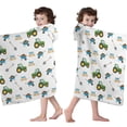 thumbnail image 4 of Cartoon Tractors Wheelbarrows White Pattern Hooded Bath Towel，60"x35" for Ages 3 To 12 Kids, Quick Dry Lightweight Soft Microfiber Hood Beach Towel Cover Up for Kids, 4 of 7
