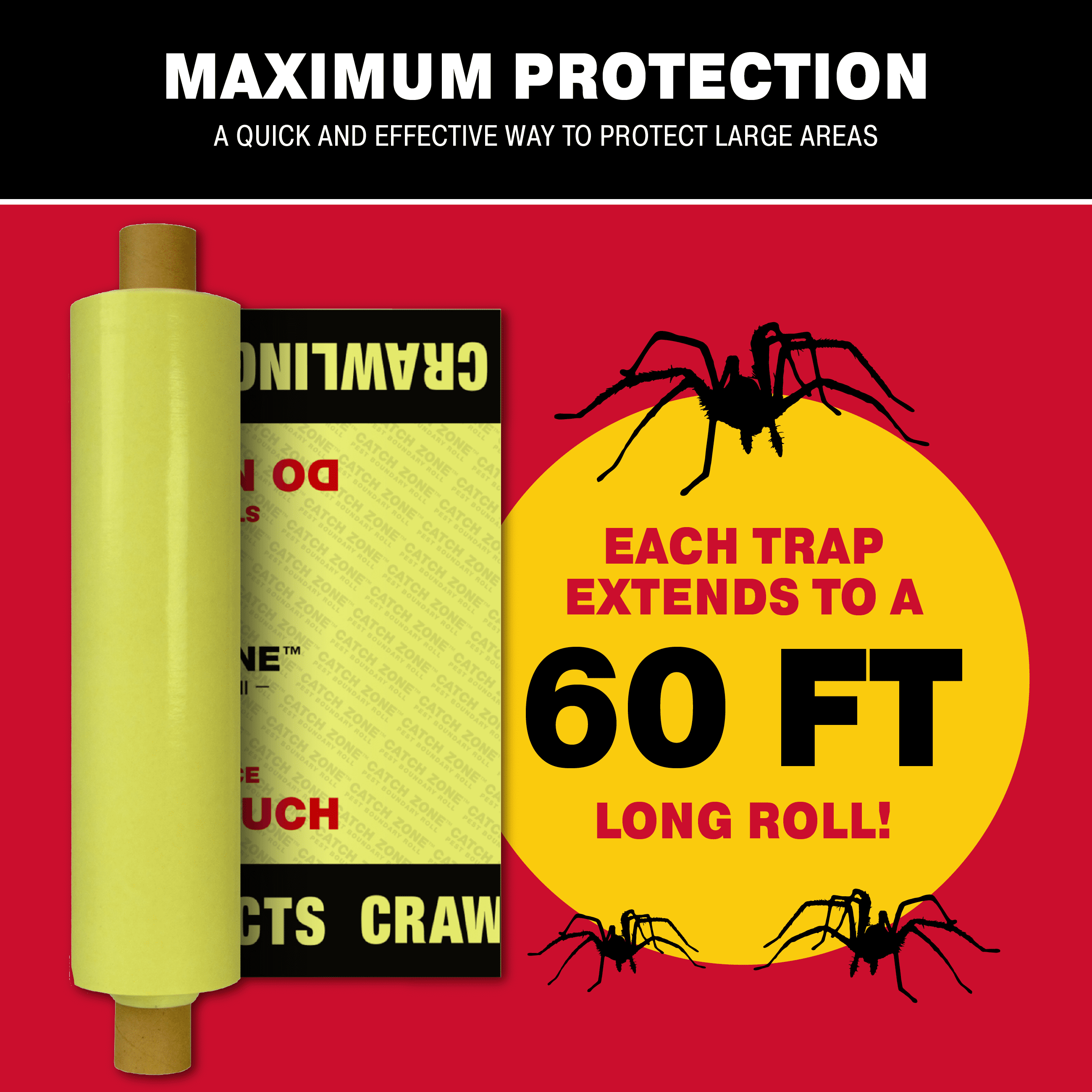 Catchmaster Catch Zone Pest Boundary Roll 1-PK 60FT, Sticky Mouse Traps Indoor, Sticky Traps for Crawling Insects, Warehouse & Basement Pest Control
