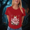thumbnail image 4 of TOWED22 Fall Shirts for Women Halloween Bow Ghost Flower Graphic Tees Spooky Season Tops Cute Autumn Halloween T-Shirt(Red,XL), 4 of 8