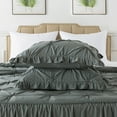 thumbnail image 3 of JML 5 Piece Pintuck Ruffle Skirt Bedspread King Size,Dark Grey Coverlet with Shams and Area Rugs, 3 of 6