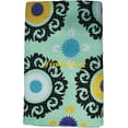 thumbnail image 3 of Beautiful Indian Handmade Kantha Quilt, Mint Green Floral Pattern, Blue Yellow Purple Suzani Design Size (King - 108" x 108"), 3 of 5