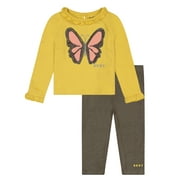 DKNY Baby Girls & Toddler Girls Long Sleeve Butterfly Top & Leggings, 2-Piece Outfit Set, Sizes 12M-4T