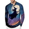 thumbnail image 2 of Dwelliawo Halloween Shirts for Men Pumpkin Spider Print Henley Vintage Shirt Bat Quick Dry Graphic Long Sleeve Funny Horror Costumes Purple 3xL, 2 of 4