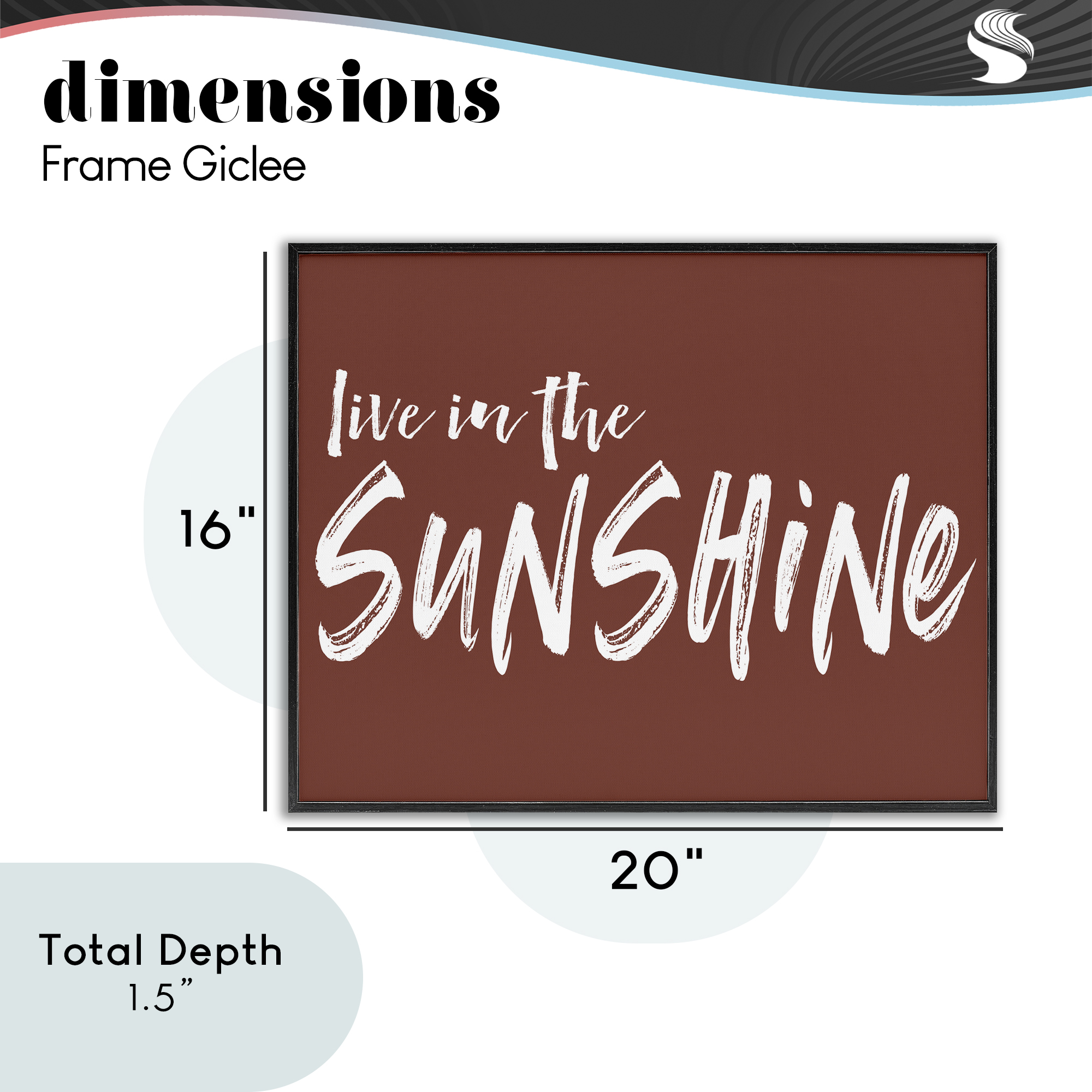 Live In The Sunshine Brown Black Framed Giclee Art, design by Lettered and Lined