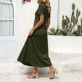 thumbnail image 5 of Erwazi Dresses for Women Solid Collared Short Sleeve Solid Dress Waist Cinched Zipper Trendy Casual Daily Summer Dresses, 5 of 6