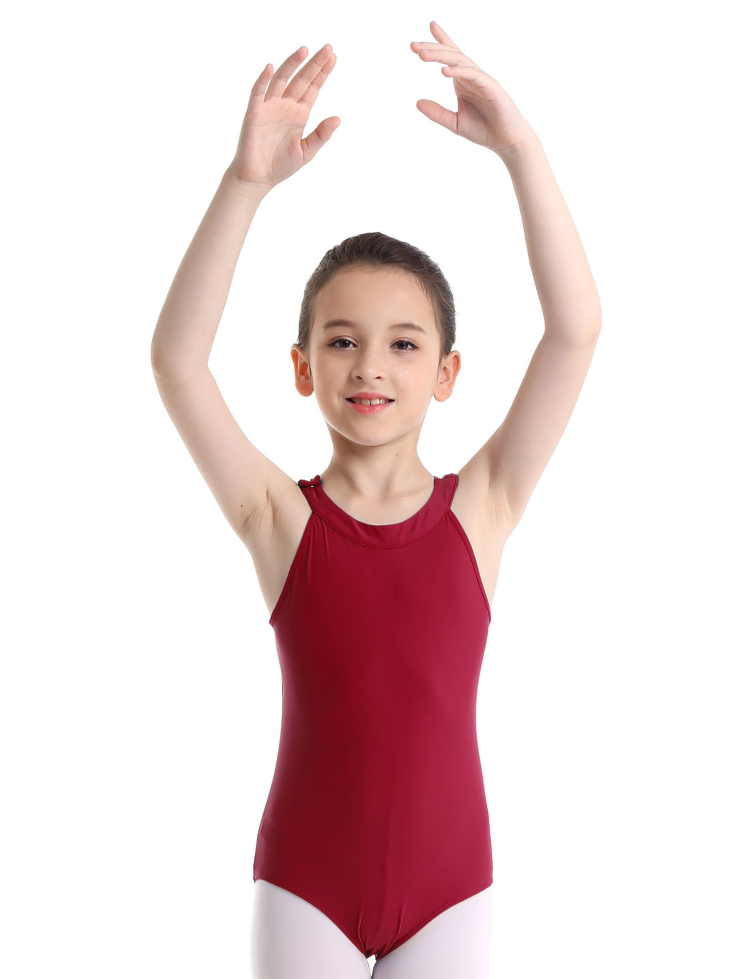 YiZYiF Kids Girls Floral Lace Back Ballet Leotard Solid Color Dance