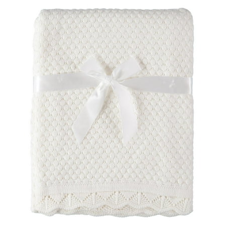 Baby Dove Popcorn Scallop Knit Blanket