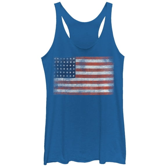 Women's Lost Gods Fourth of July Flag Racerback Tank Top Royal Blue Heather Small