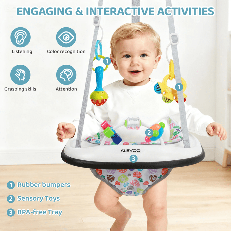 Slevoo Baby Doorway Jumper Baby Bouncer with Bumper, Two Jingle