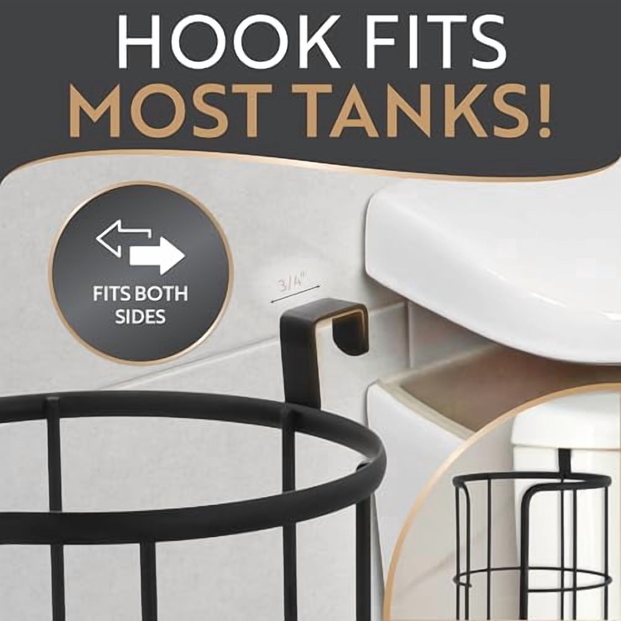 Over The Toilet Paper Holder Reserve, Metal Bathroom Toilet Paper Storage That Fits Any Size Rolls, Matte Black