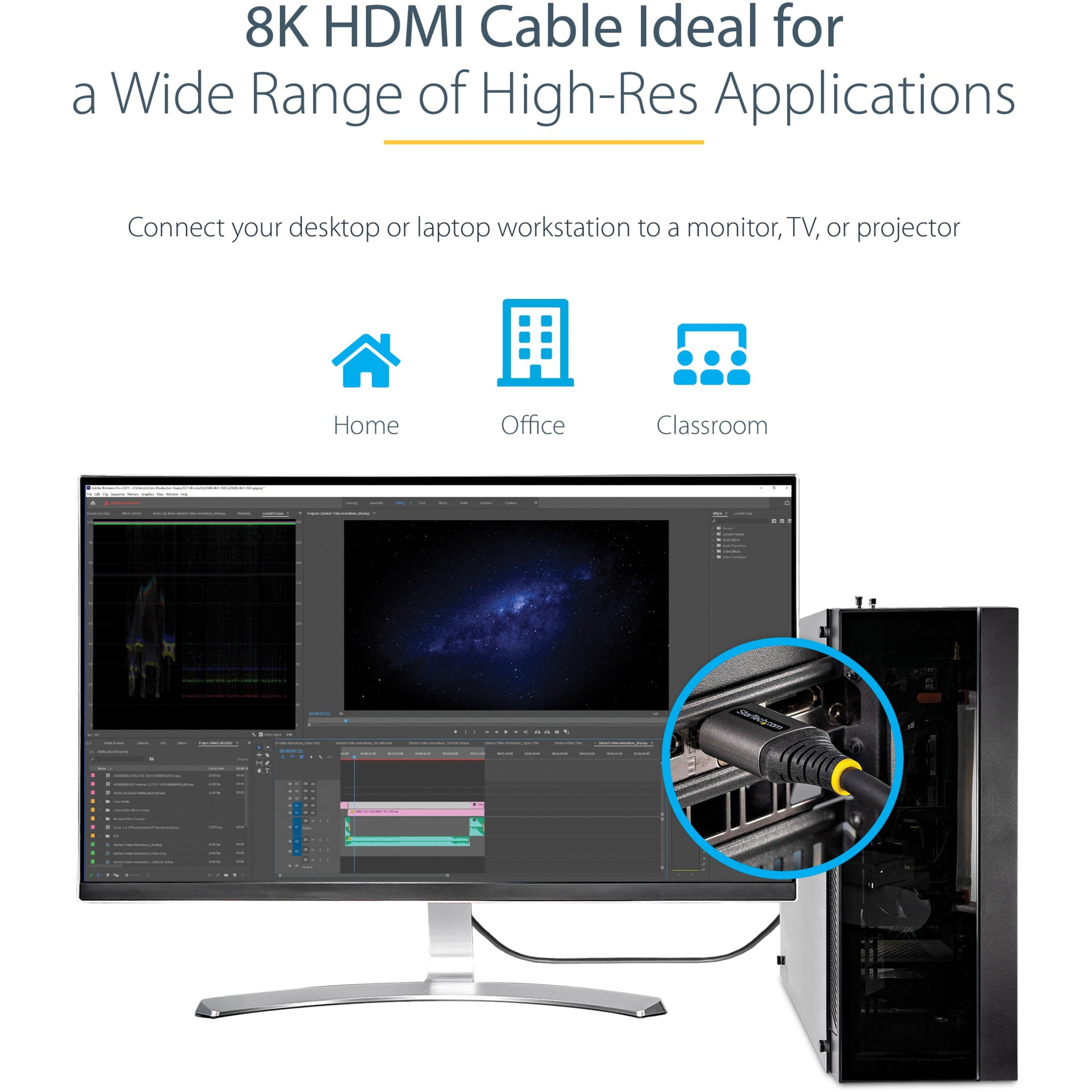 Startech.com 10ft (3m) Hdmi 2.1 Cable, Certified Ultra High Speed Hdmi Cable 48gbps, 8k 60hz/4k 120hz Hdr10+ Earc, Ultra Hd 8k Hdmi Cable/cord W/tpe Jacket, For Uhd Monitor/tv/display - Dolby