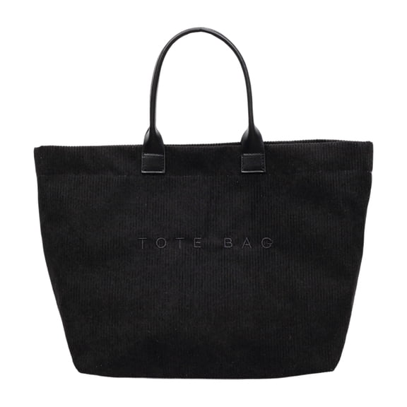 Tote Bag Large Capacity Black Solid Color Casual Commuter Handbag For Women