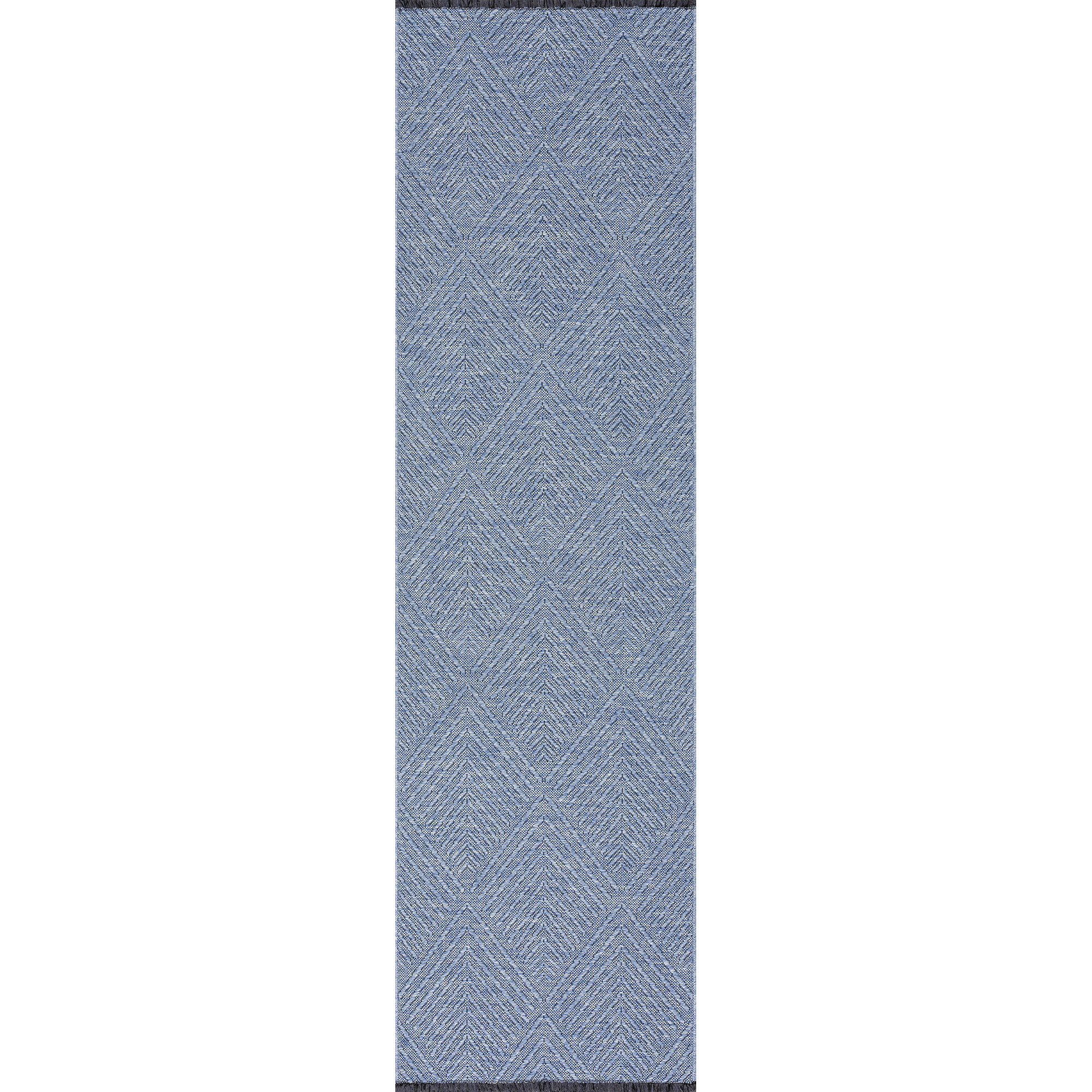 Alma Transitional 2' x 7.7' Blue and Azure Blue, Machine Washable Polyester & Cotton Indoor Area Rug