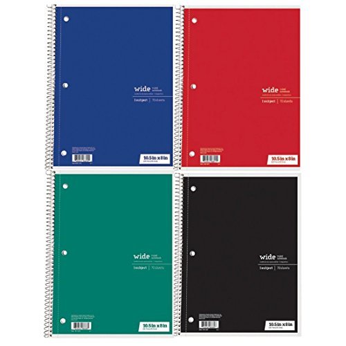 office depot spiral notebooks set of 4, 1subject, 70 sheets, wide
