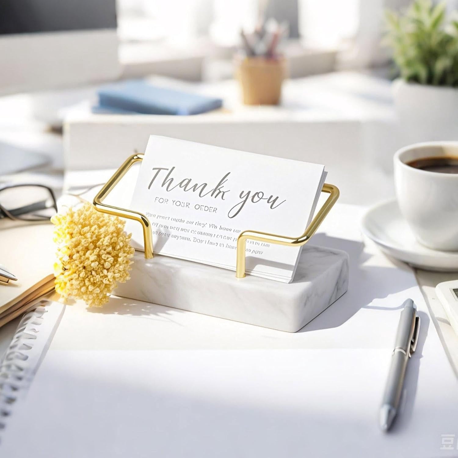 ABPETE Elegant Marble Business Card Holder,Modern Desk Organizer & Home Decor Display, Unique Office Accessory & Gift for Workspace