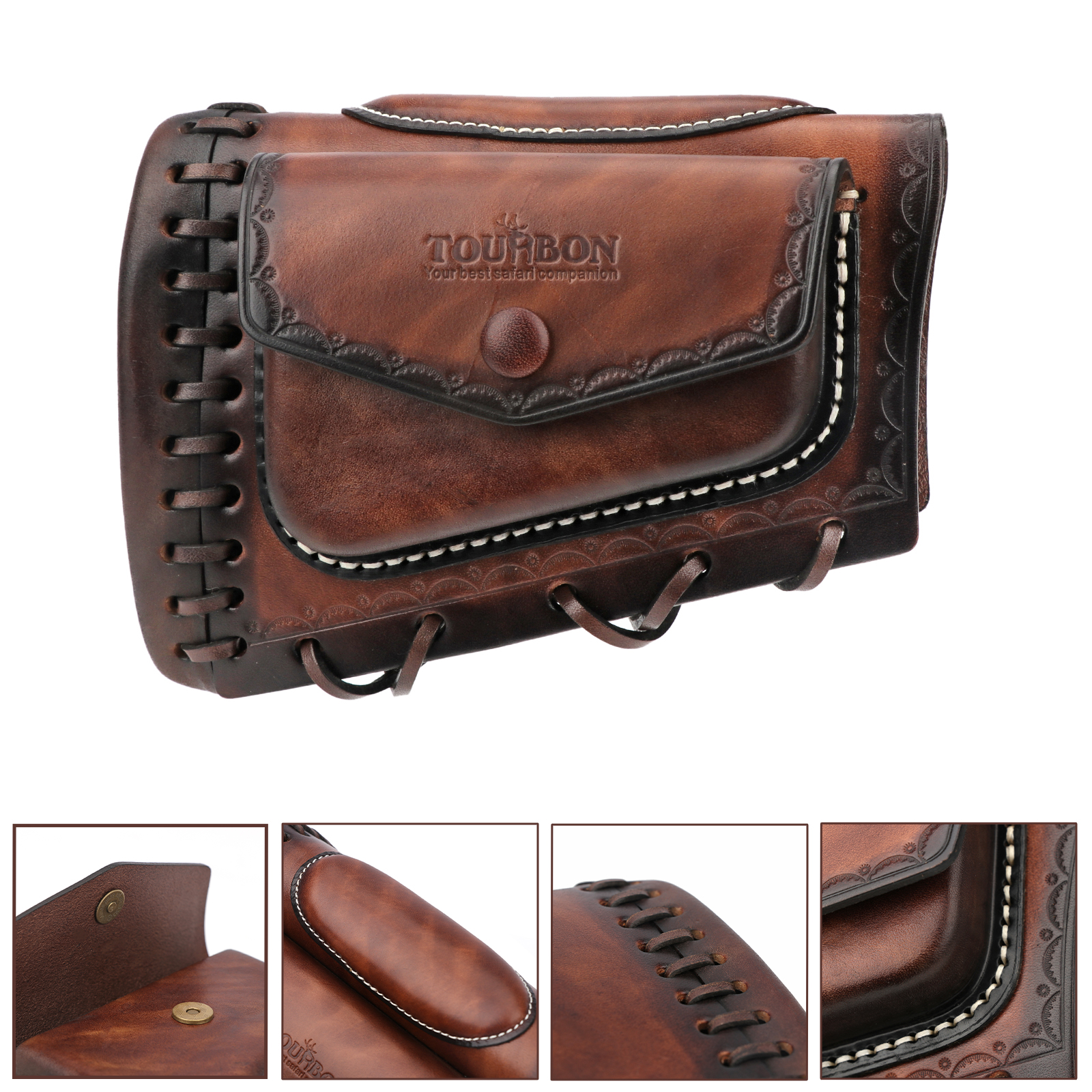 TOURBON  Leather Recoil Pad , Cheek Rest Riser- Brown