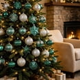 thumbnail image 4 of Christmas Ornament Gift Set, 24-Piece Painted Assorted Shape Tree Decorations, Green, for Trees, Wreaths and Garlands, 4 of 6