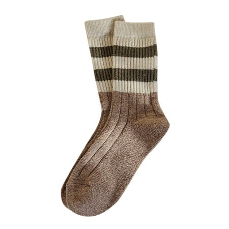 

Women s Short Socks Autumn And Winter Striped Ccolor Matching Thickened Warm Mid Tube Wool Socks Female Thick Socks