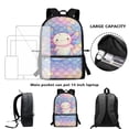 thumbnail image 4 of Jeiento Cute Axolotl Backpack for School Girls 10-12 Kids Backpacks with Lunch Box and Pencil Case Water Bottle Holder Fish Scale 4Pcs/Set Middle School Bag Primary Students Bookbag Satchel, 4 of 7