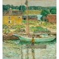 thumbnail image 2 of Hassam, Childe 12x13 Gold Ornate Wood Framed with Double Matting Museum Art Print Titled - Oyster Sloop-Cos Cob, 2 of 4