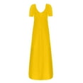 thumbnail image 6 of LLYwey Plus Size Maxi Dresses for Women 2025 Wedding Guest Long Dresses Casual Summer Solid Color V-Neck Short Sleeve Sundress, I-48, Yellow, S, 6 of 7