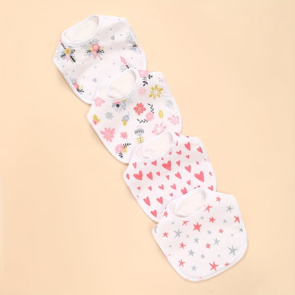 4pcs Children's Bibs for Teething, Soft and Absorbent Drool Towels