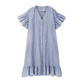 thumbnail image 2 of Blmnix Summer Dress Plus Size Peplum Button Down Under Dress Short Sleeve V-Neck Blue Holiday Skirts for Women,XXXL, 2 of 9