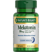 Nature's Bounty Melatonin, 100% Drug-Free Sleep Aid, 10 Mg, 60 Capsules