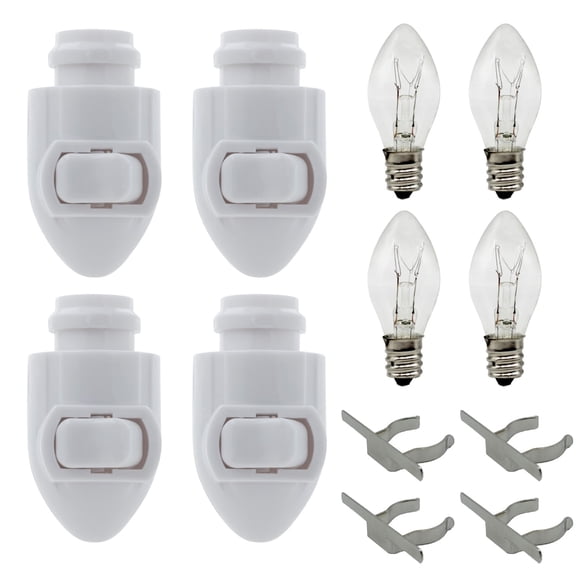 Creative Hobbies Plug in Night Light Module Includes 4 Bulbs and 4 Metal Clips, Great for Making Your Own Decorative Night Lights, Pack of 4