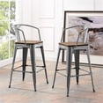 thumbnail image 2 of Modway Promenade 30" Modern Metal/Bamboo Bar Stools in Gunmetal (Set of 2), 2 of 5