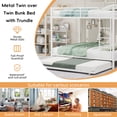 thumbnail image 2 of Lisonu Twin over Full Metal Bunk Bed with Trundle, Convertible 3-Sleeper Frame with Ladder & Rails, White Iron for Guest Rooms & Dorms, 2 of 15