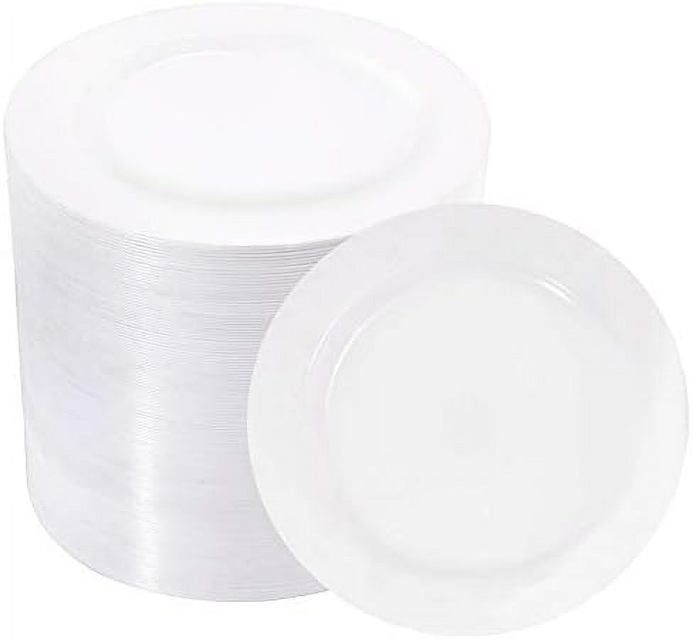 Lullaby Translucent Blue Plastic Plates With Gold Rim – 100-Piece Set (50 Dinner 10”, 50 Dessert 7”) For Weddings & Parties