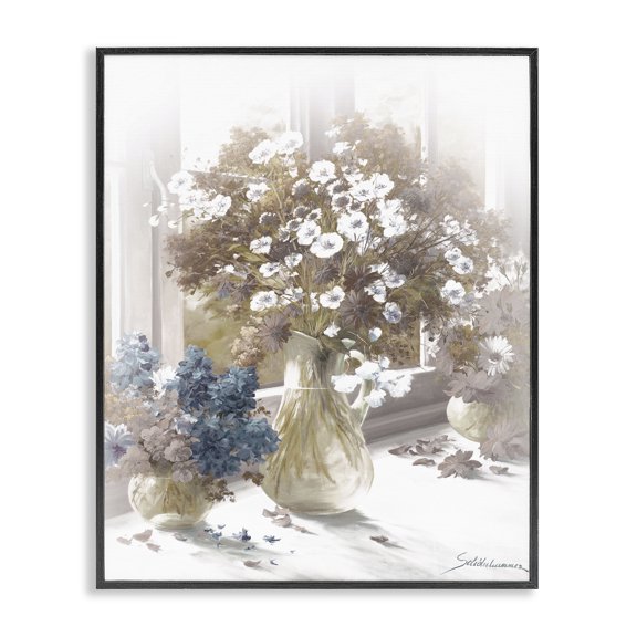 Stupell Industries French Country Flower Vase Vintage Sepia Black Framed Giclee Art, 11 x 14, by Heinz Scholnhammer