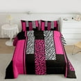thumbnail image 2 of Homewish Geometric Striped Bedding Comforter Set,Leopard Print Zebra Lines Twin Comforter Sets,Pink White Black Bedding Set For Girls Kids,Luxury Bedroom Decor Reversible,2pcs, 2 of 8