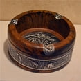 thumbnail image 4 of Retro Vintage Wooden Emboss Ashtray Home Office Cigar Tobacco Ash Tray Case Pink Wood, Tin, 4 of 7