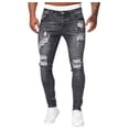 thumbnail image 1 of Bmisegm Men Jeans Solid Color Ripped Holes Frayed Gradient Washed Trousers Y2K Jeans for Women Grey S, 1 of 3