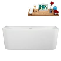 55" Streamline B-372-132-WH Soaking Freestanding Tub and Tray With Internal Drain in Glossy White