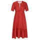 thumbnail image 4 of Vestido largo de manga 1/2 de cintura alta con cuello en V y estampado informal de verano para mujer a la moda Fridja  bnh6349, 4 of 8