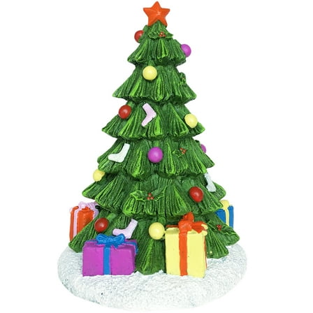 SLOCME Aquarium Christmas Tree Decoration – Resin Fish Tank Holiday Ornament with Gifts for Betta & Small Fish, 5.9"