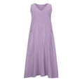 thumbnail image 4 of Summer Plus Size Tank Dresses for Womens 2025 Fashion Sleeveless Casual Pocket V-Neck Neck Solid Long Dress, 4 of 4