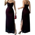 thumbnail image 5 of Women's Mesh Maxi Dress Backless Wedding Guest Dress Ruched Drawstring Bodycon Party Cocktail Dress L, 5 of 10