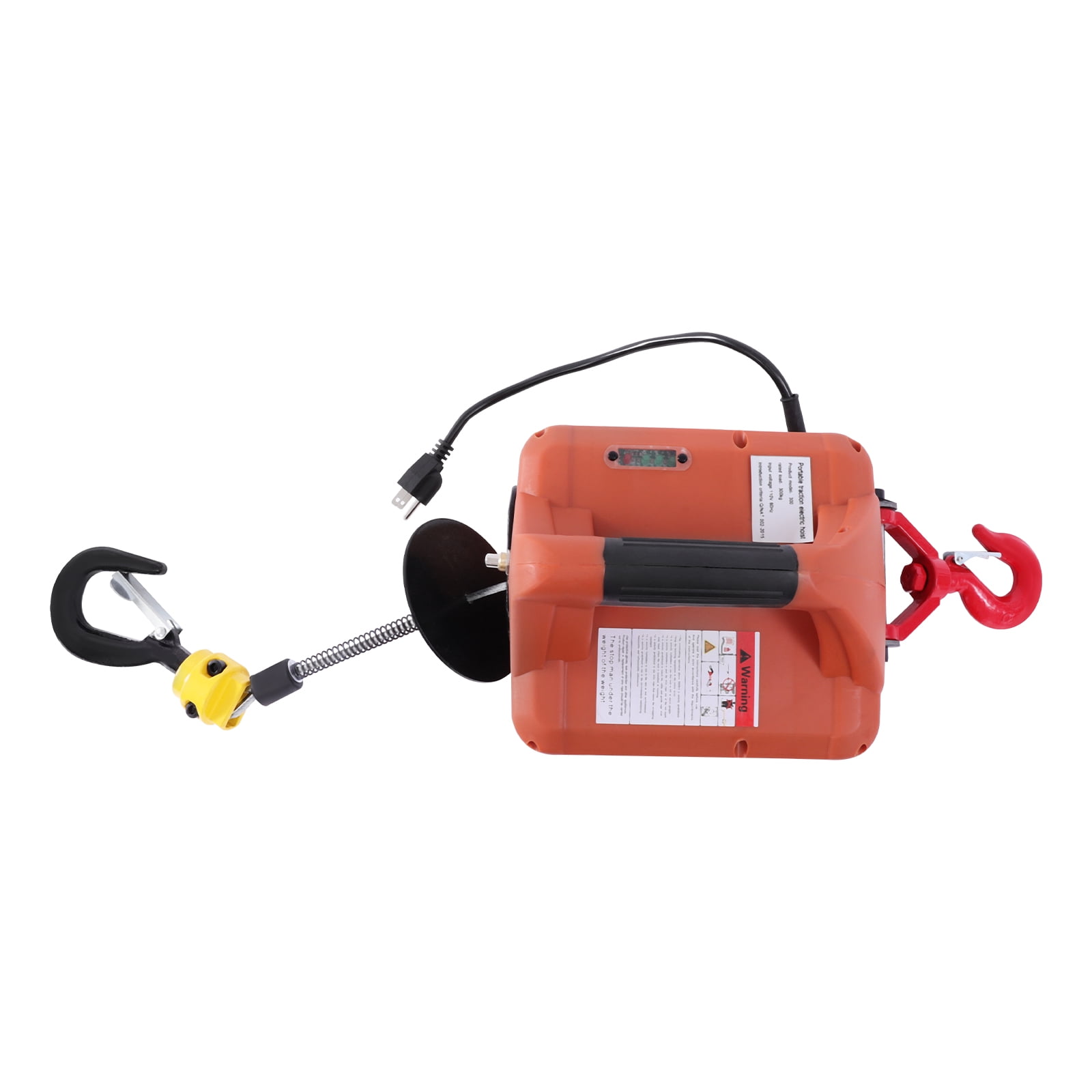 3-in-1 38.7ft Portable Electric Winches Orange Pure Copper Motor Hoist Winch Crane Lift for Gardens Forests Factories
